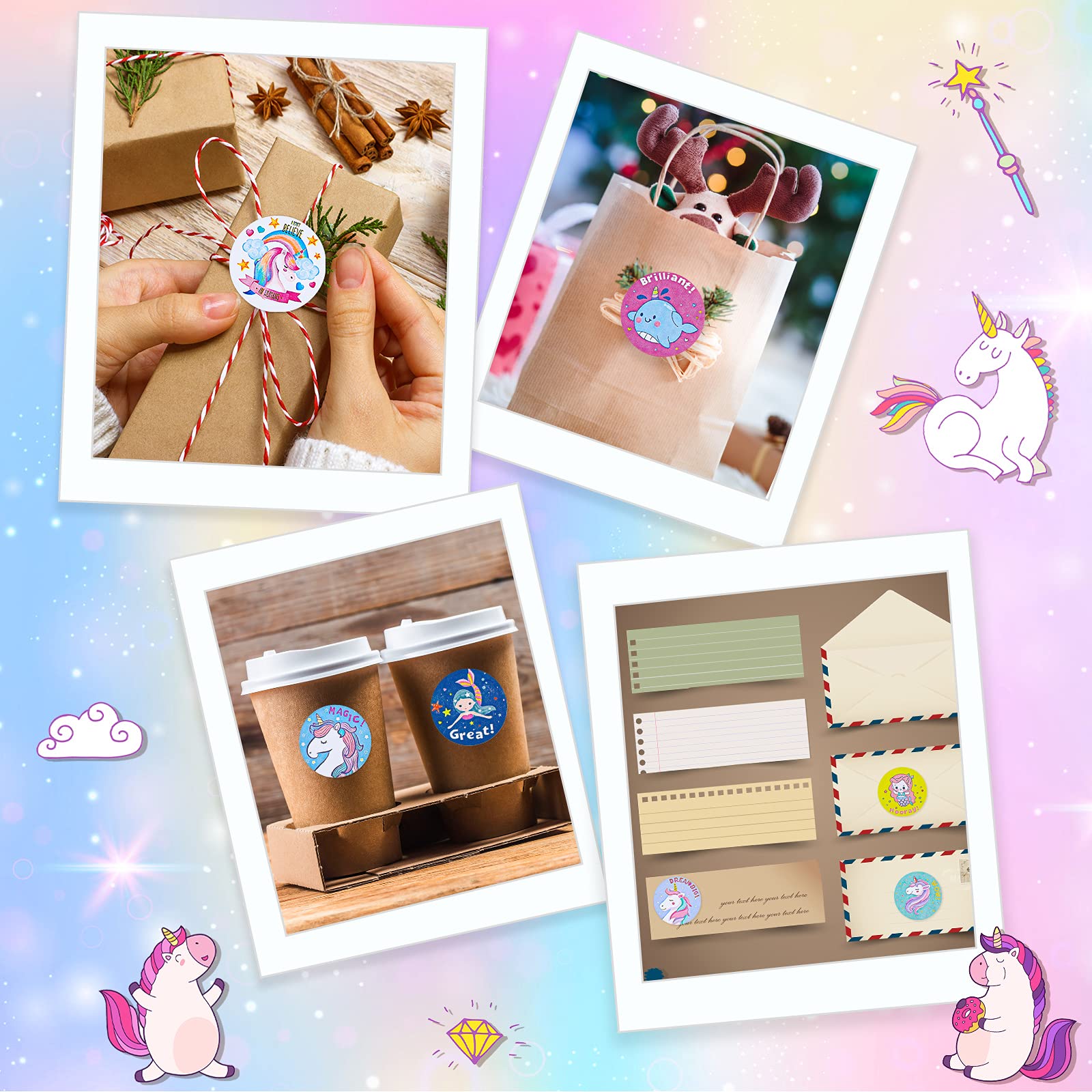 HASTHIP Carton Unicorn Stickers Roll Unicorn Labels Stickers Round Self Adhesive Envelopes Tag Seals Decals for Gift Packing Unicorn Themed Party Favor, DIY Crafts Decor Stickers, One Roll HASTHIP Carton Unicorn Stickers Roll Unicorn Labels Stickers Round Self Adhesive Envelopes Tag Seals Decals for Gift Packing Unicorn Themed Party Favor, DIY Crafts Decor Stickers, One Roll